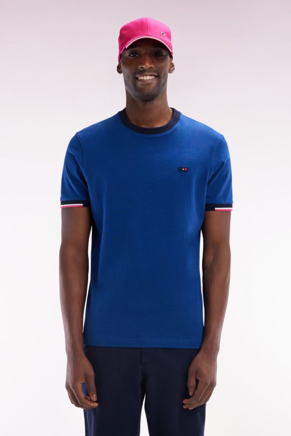 T-shirt En Coton Bleu Broderie Dos Coupe Droite Eden Park