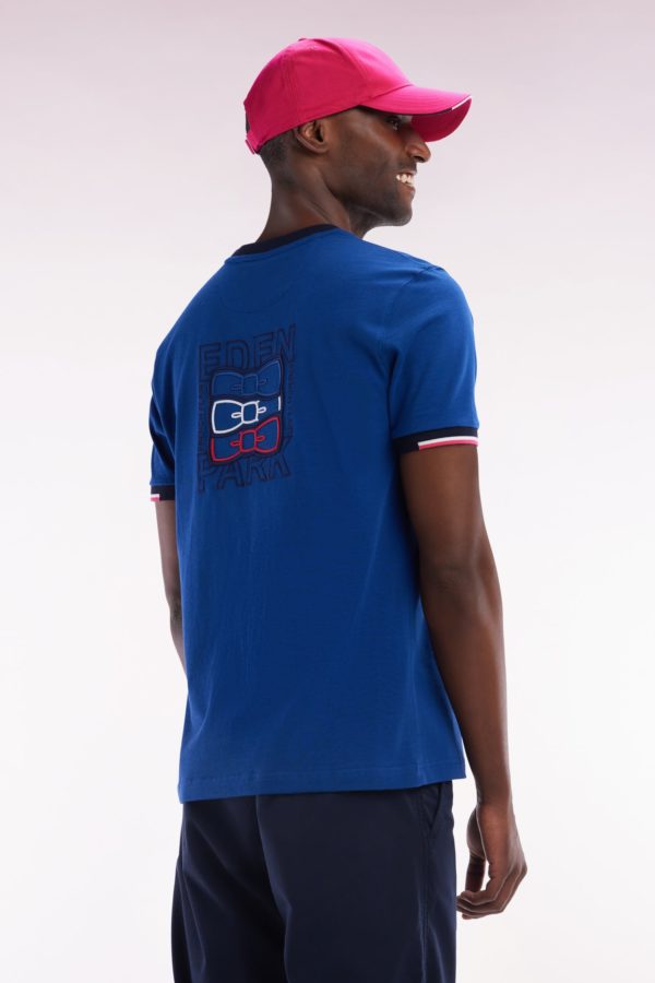 T-shirt En Coton Bleu Broderie Dos Coupe Droite Eden Park – Image 4