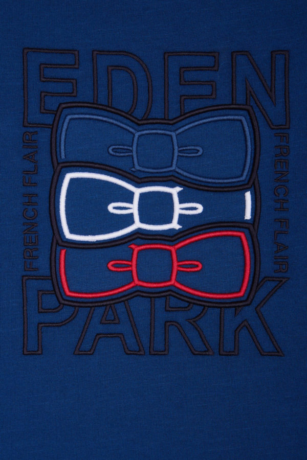 T-shirt En Coton Bleu Broderie Dos Coupe Droite Eden Park – Image 5