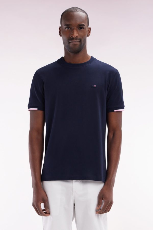 T-shirt En Coton Marine Broderie Dos Coupe Droite Eden Park