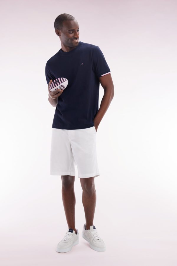 T-shirt En Coton Marine Broderie Dos Coupe Droite Eden Park – Image 2