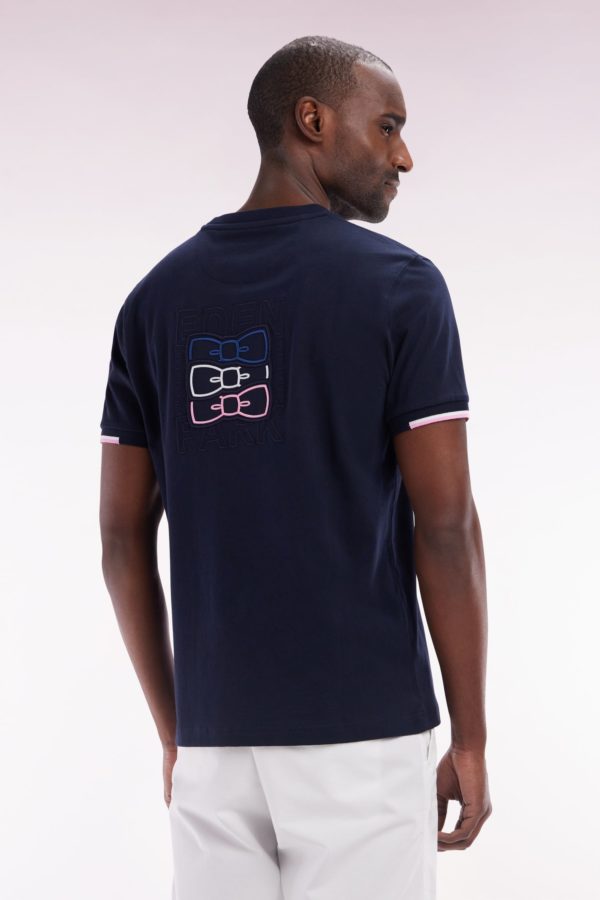 T-shirt En Coton Marine Broderie Dos Coupe Droite Eden Park – Image 3