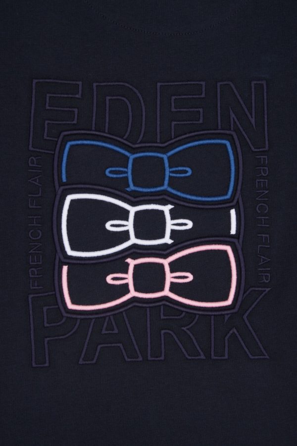 T-shirt En Coton Marine Broderie Dos Coupe Droite Eden Park – Image 5