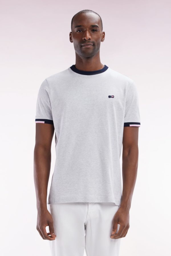 T-shirt En Coton Gris Broderie Dos Coupe Droite Eden Park
