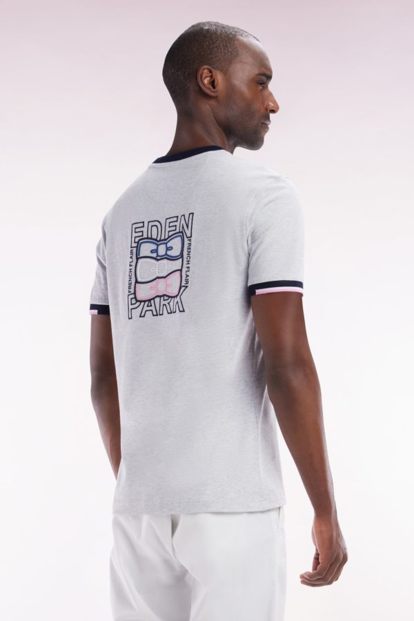 T-shirt En Coton Gris Broderie Dos Coupe Droite Eden Park – Image 3