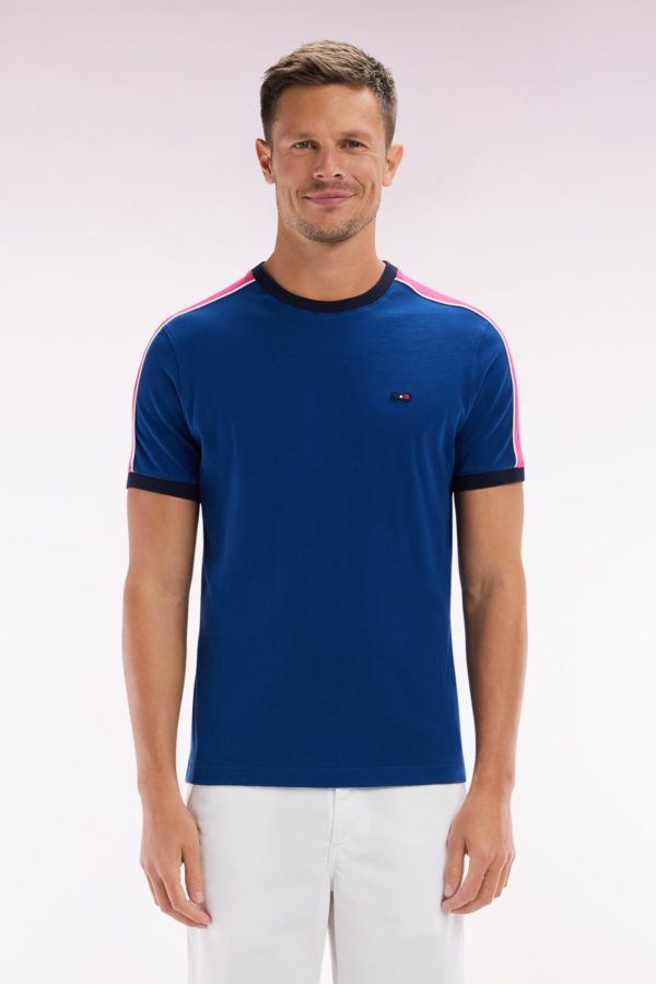 T-shirt En Coton Bleu Foncé Broderie Dos Et Découpes Coupe Droite Eden Park