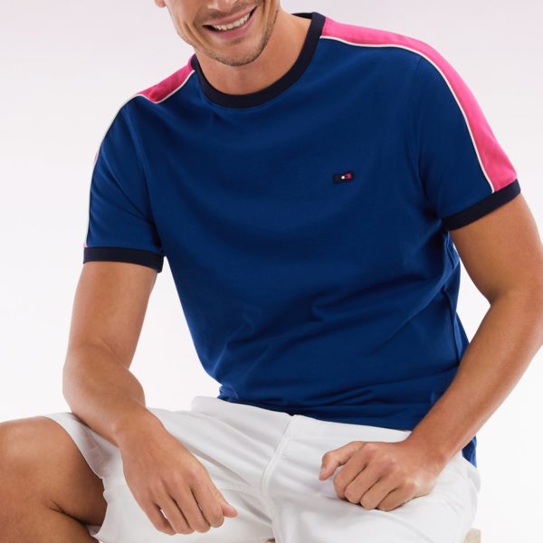 T-shirt En Coton Bleu Foncé Broderie Dos Et Découpes Coupe Droite Eden Park