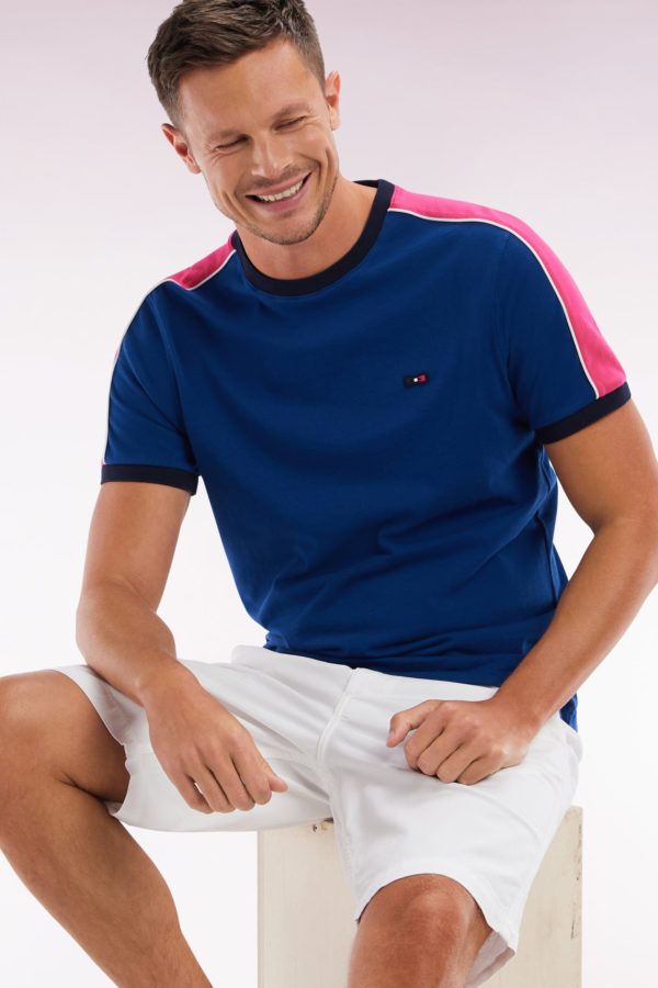 T-shirt En Coton Bleu Foncé Broderie Dos Et Découpes Coupe Droite Eden Park – Image 2