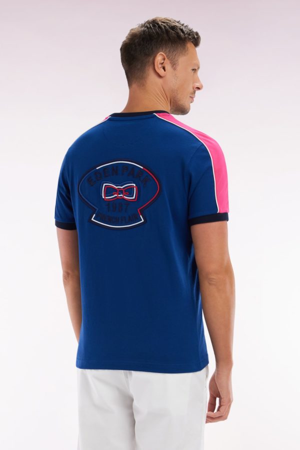 T-shirt En Coton Bleu Foncé Broderie Dos Et Découpes Coupe Droite Eden Park – Image 3