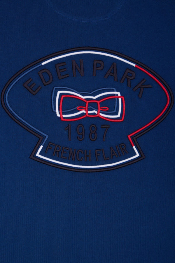 T-shirt En Coton Bleu Foncé Broderie Dos Et Découpes Coupe Droite Eden Park – Image 5