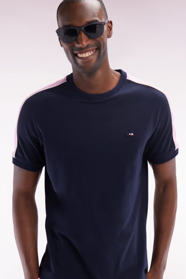 T-shirt En Coton Marine Broderie Dos Et Découpes Coupe Droite Eden Park – Image 2