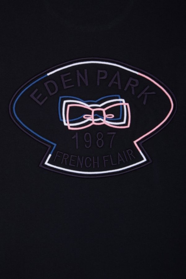 T-shirt En Coton Marine Broderie Dos Et Découpes Coupe Droite Eden Park – Image 5