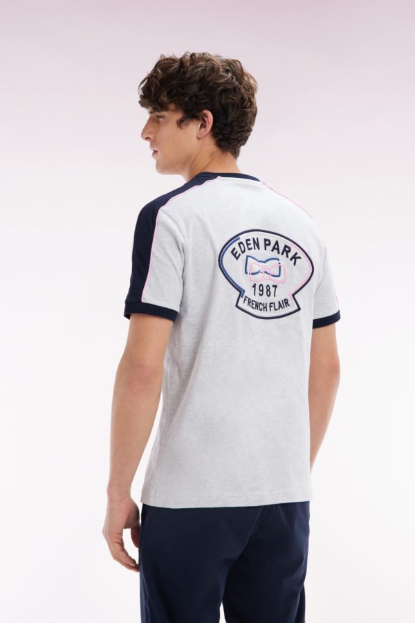 T-shirt En Coton Gris Broderie Dos Et Découpes Coupe Droite Eden Park – Image 3
