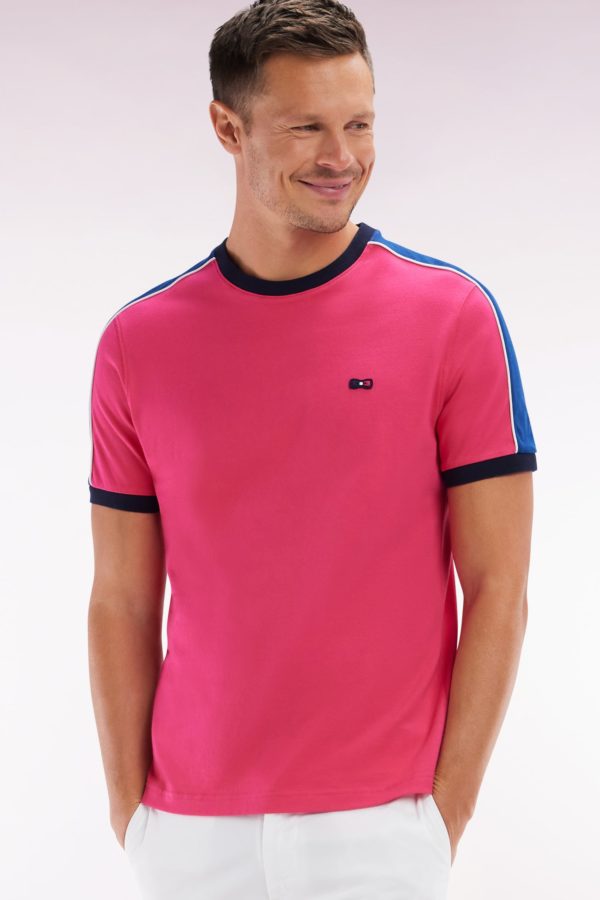 T-shirt En Coton Fuchsia Broderie Dos Et Découpes Coupe Droite Eden Park – Image 2