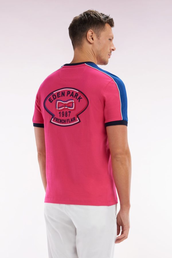 T-shirt En Coton Fuchsia Broderie Dos Et Découpes Coupe Droite Eden Park – Image 3