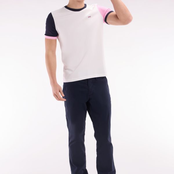 T-shirt Colorblock En Coton Blanc Broderie 10 Coupe Droite Eden Park