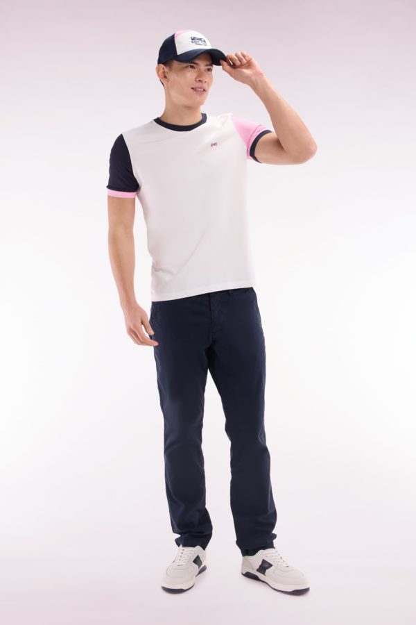 T-shirt Colorblock En Coton Blanc Broderie 10 Coupe Droite Eden Park