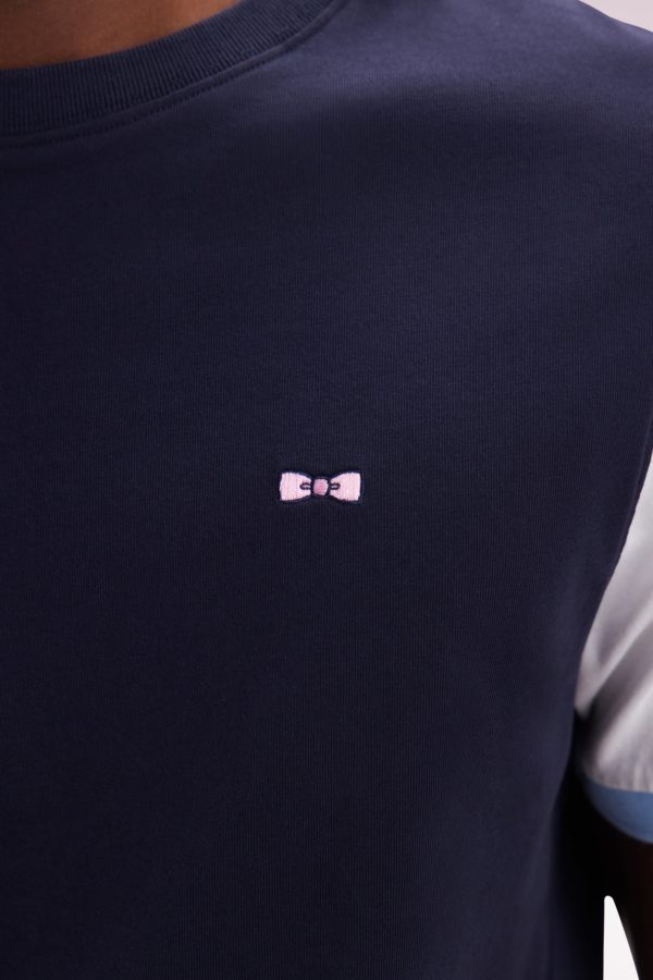 T-shirt Colorblock En Coton Marine Broderie 10 Coupe Droite Eden Park – Image 4