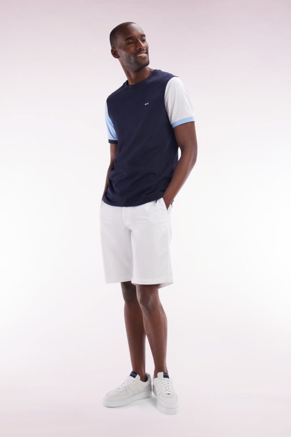 T-shirt Colorblock En Coton Marine Broderie 10 Coupe Droite Eden Park – Image 2