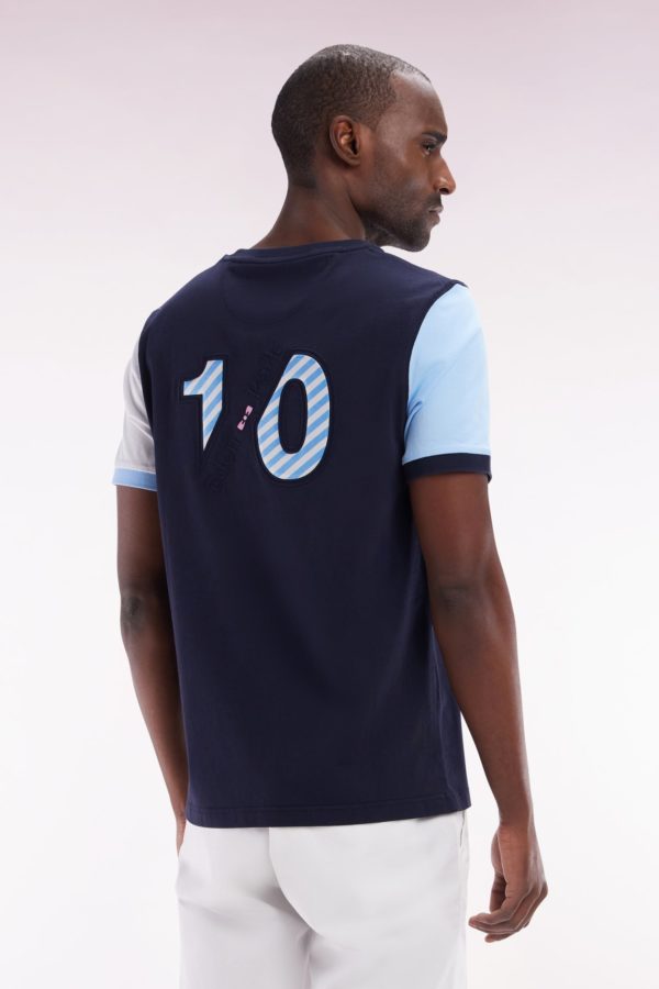 T-shirt Colorblock En Coton Marine Broderie 10 Coupe Droite Eden Park – Image 3