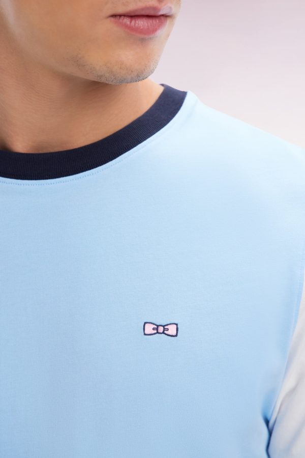 T-shirt Colorblock En Coton Ciel Broderie 10 Coupe Droite Eden Park – Image 4