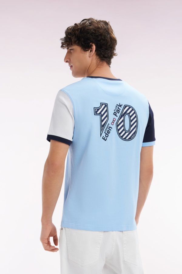T-shirt Colorblock En Coton Ciel Broderie 10 Coupe Droite Eden Park – Image 3