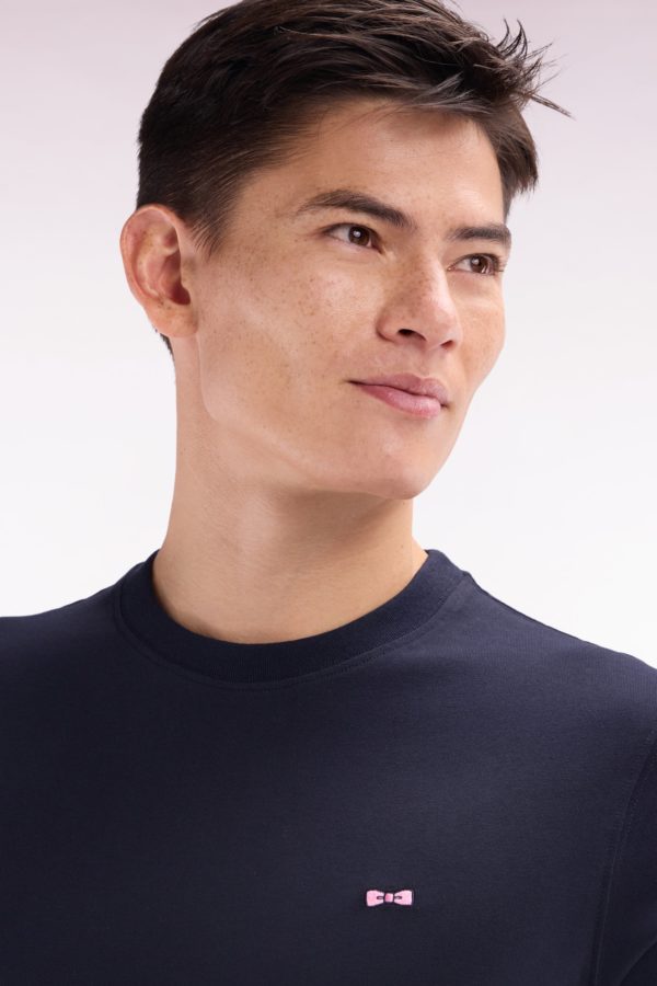 T-shirt En Coton Marine Broderie Dos Cerclée Coupe Droite Eden Park – Image 4