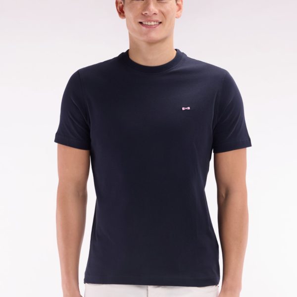 T-shirt En Coton Marine Broderie Dos Cerclée Coupe Droite Eden Park