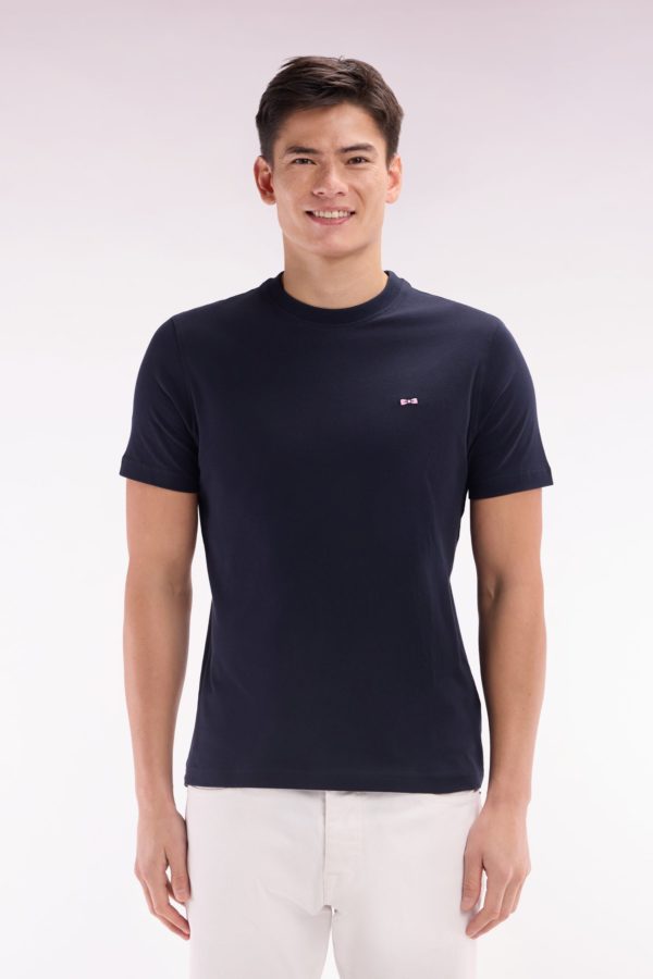 T-shirt En Coton Marine Broderie Dos Cerclée Coupe Droite Eden Park