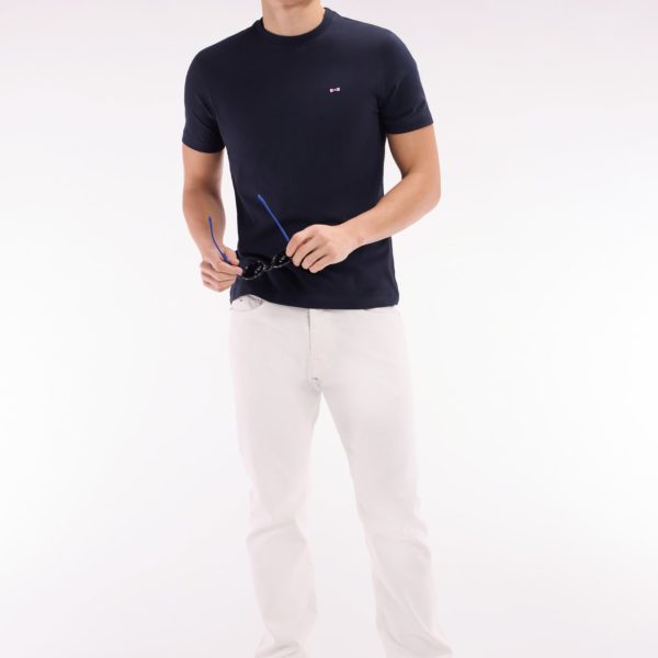 T-shirt En Coton Marine Broderie Dos Cerclée Coupe Droite Eden Park