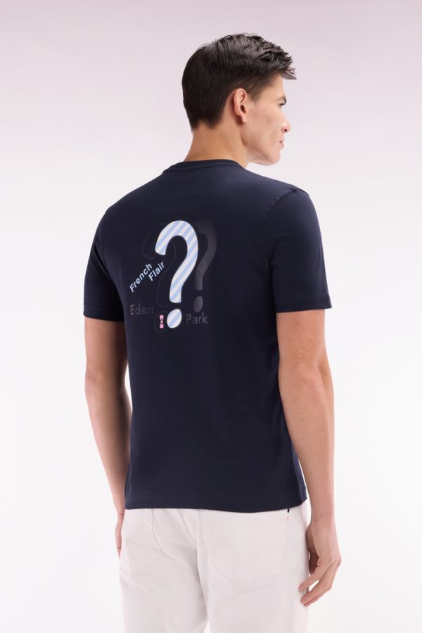 T-shirt En Coton Marine Broderie Dos Cerclée Coupe Droite Eden Park – Image 3