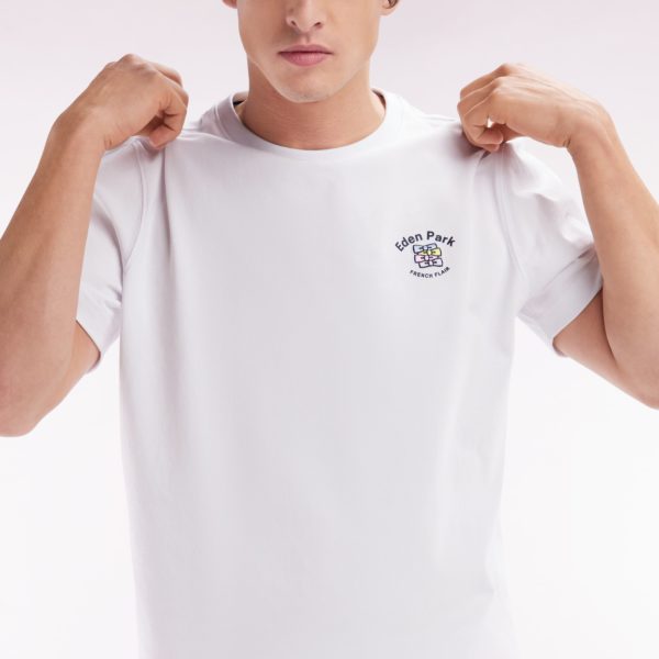 T-shirt En Coton Blanc Broderie Multicolore Coupe Décontractée Eden Park