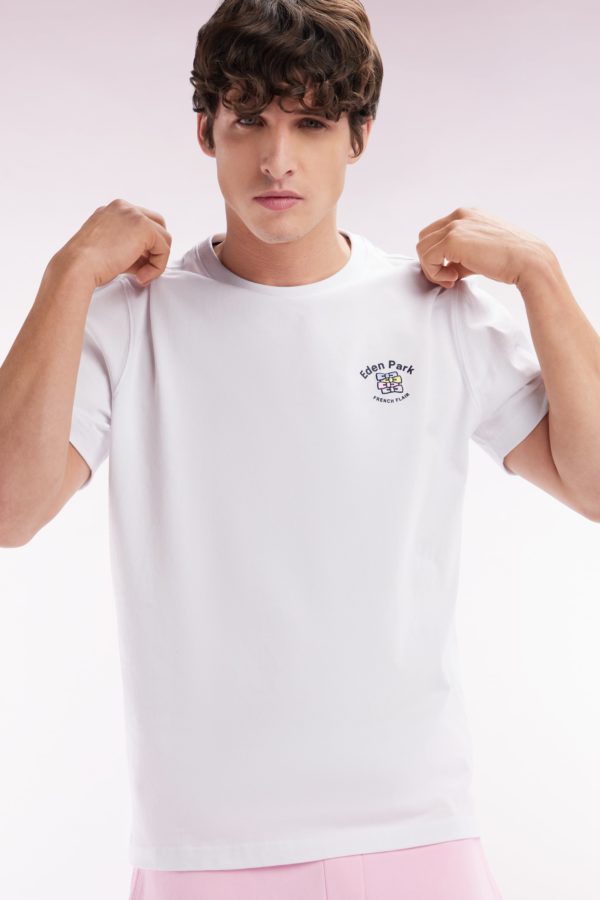 T-shirt En Coton Blanc Broderie Multicolore Coupe Décontractée Eden Park – Image 2