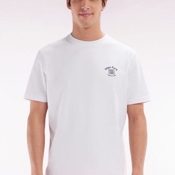 T-shirt En Coton Blanc Broderie Multicolore Coupe Décontractée Eden Park