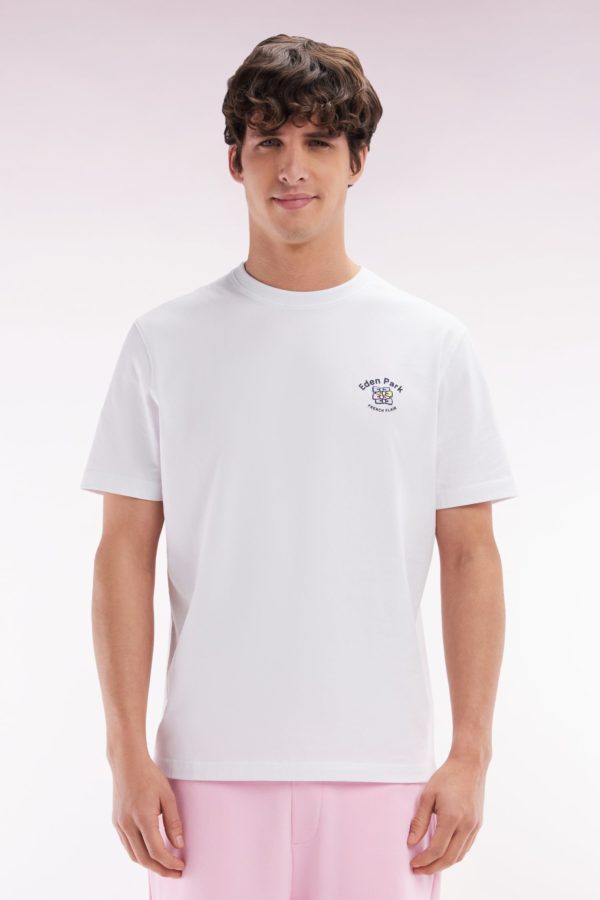 T-shirt En Coton Blanc Broderie Multicolore Coupe Décontractée Eden Park