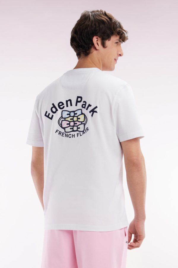 T-shirt En Coton Blanc Broderie Multicolore Coupe Décontractée Eden Park – Image 3