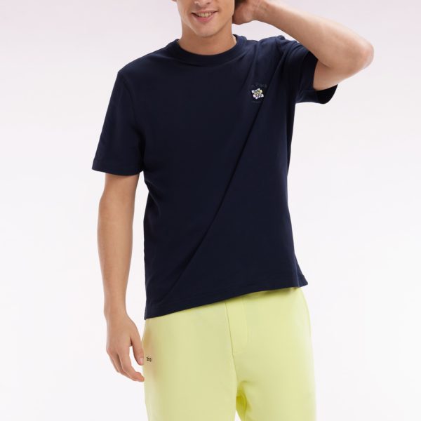 T-shirt En Coton Marine Broderie Multicolore Coupe Décontractée Eden Park