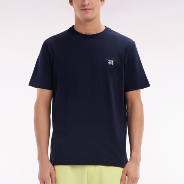 T-shirt En Coton Marine Broderie Multicolore Coupe Décontractée Eden Park