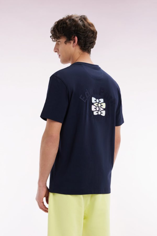 T-shirt En Coton Marine Broderie Multicolore Coupe Décontractée Eden Park – Image 3