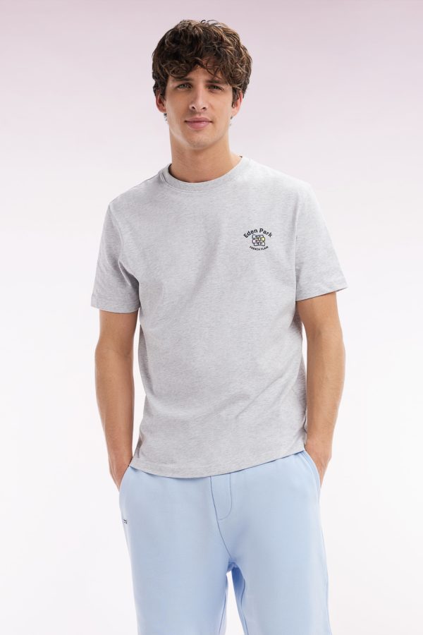 T-shirt En Coton Gris Broderie Multicolore Coupe Décontractée Eden Park – Image 2