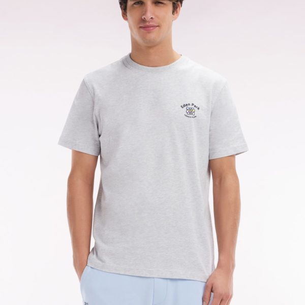 T-shirt En Coton Gris Broderie Multicolore Coupe Décontractée Eden Park
