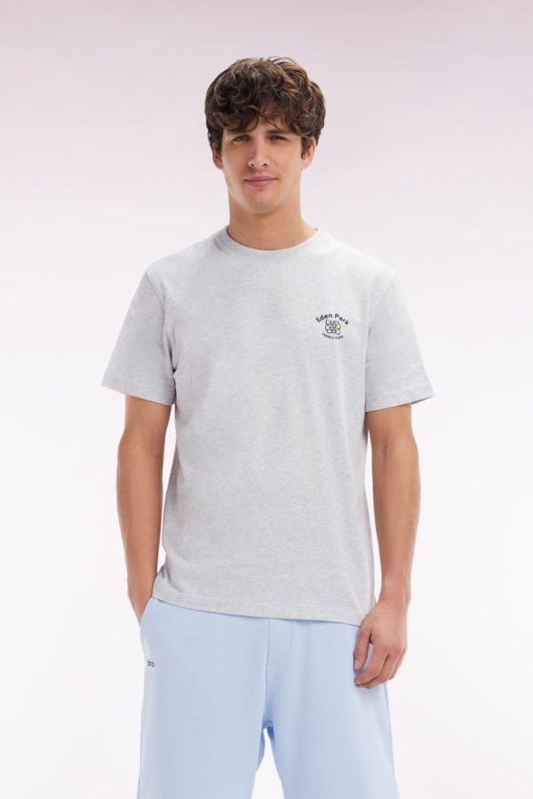 T-shirt En Coton Gris Broderie Multicolore Coupe Décontractée Eden Park