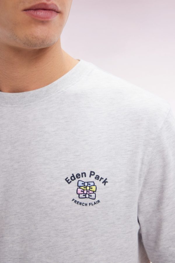 T-shirt En Coton Gris Broderie Multicolore Coupe Décontractée Eden Park – Image 4