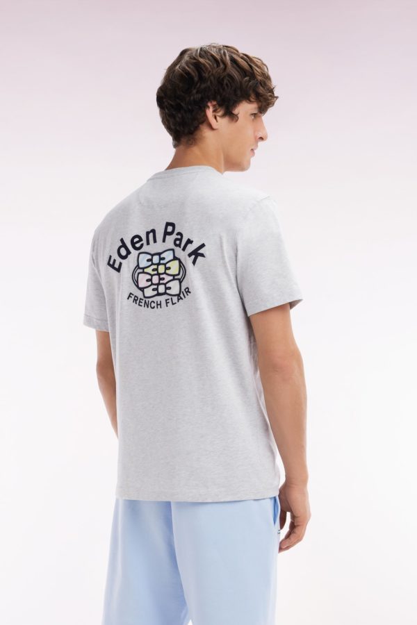 T-shirt En Coton Gris Broderie Multicolore Coupe Décontractée Eden Park – Image 3