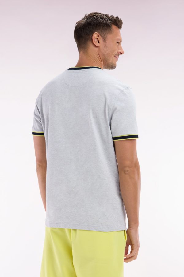 T-shirt En Coton Gris À Bords-côtes Verts Coupe Décontractée Eden Park – Image 3