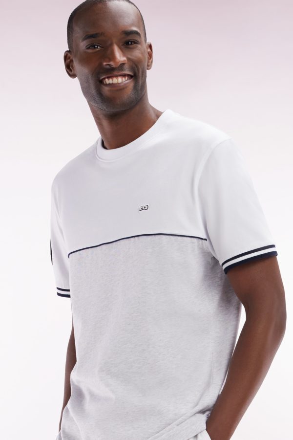 T-shirt Bicolore En Coton Gris Coupe Décontractée Eden Park – Image 2