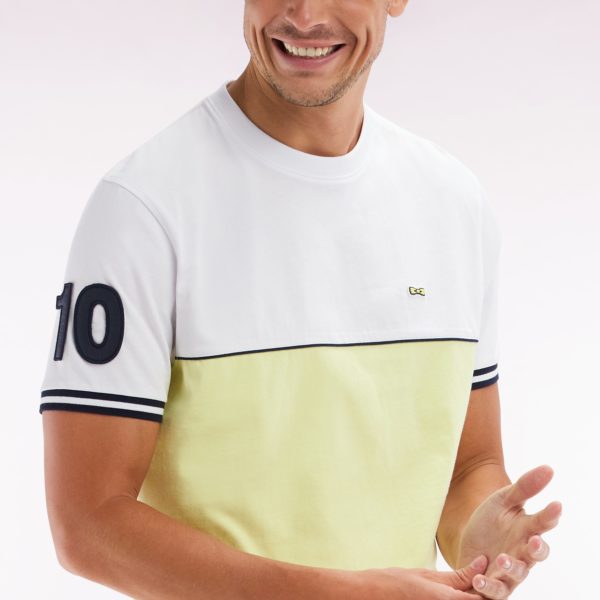 T-shirt Bicolore En Coton Jaune Coupe Décontractée Eden Park