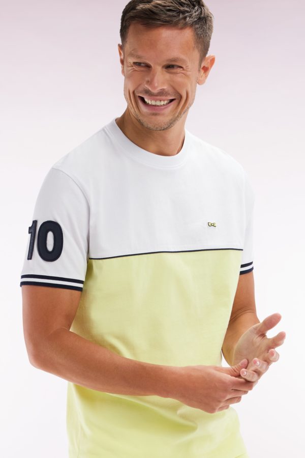 T-shirt Bicolore En Coton Jaune Coupe Décontractée Eden Park – Image 2