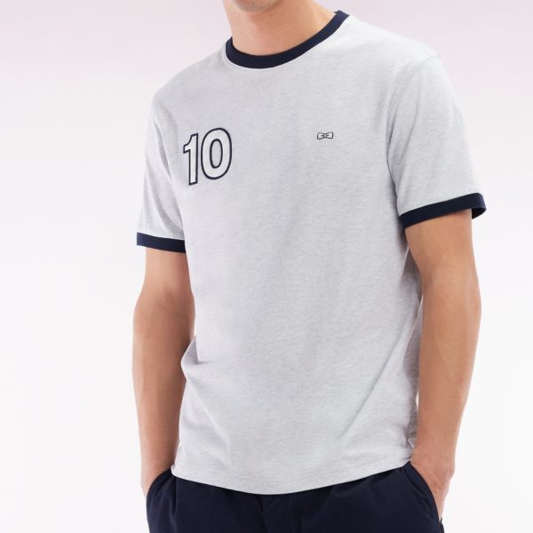 T-shirt En Coton Gris Broderie 10 Coupe Décontractée Eden Park