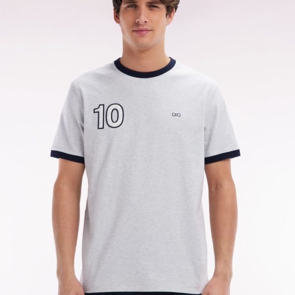 T-shirt En Coton Gris Broderie 10 Coupe Décontractée Eden Park